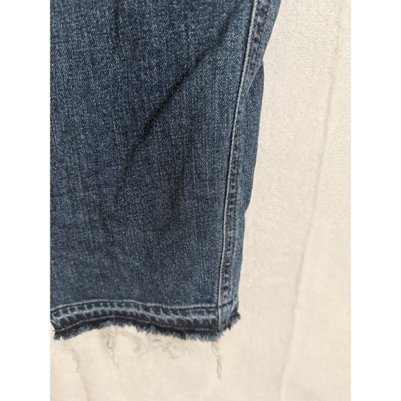 Old Navy Mid Rise Boyfriend Jeans Dark Wash Distressed Hem Size 14 - Picture 8 of 8